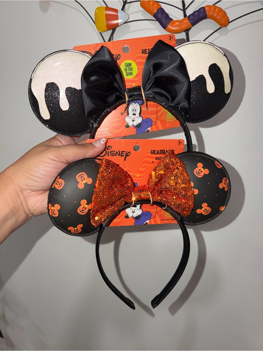 Disney Halloween Minnie Ear Headbands in Black, Orange & White